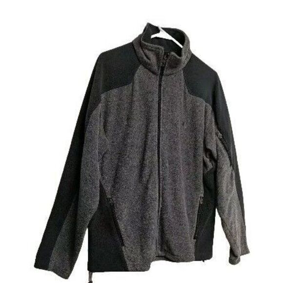 Champion Sweater Men Medium Fleece Full Zip Pullover Pockets Color Block Gray M - Picture 1 of 10